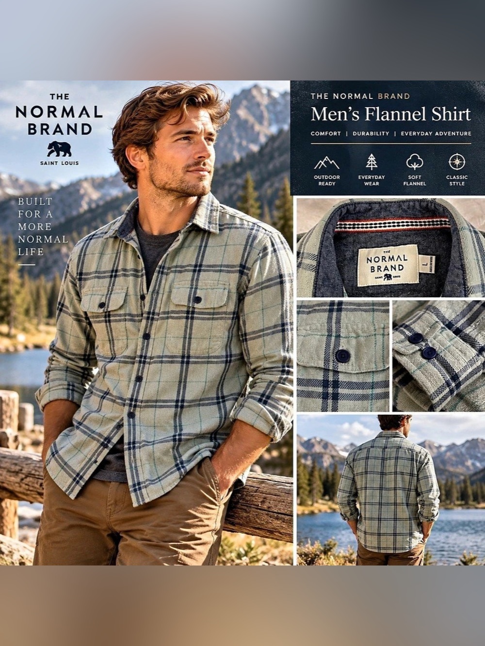 The Normal Brand Hudson Double Brushed Flannel Long Sleeve Woven Shirt Men's L